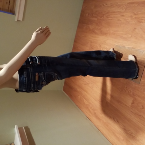 Silver Pioneer Style Dark Blue Bootcut Lightly Distressed Jeans Size 30 - Picture 5 of 9